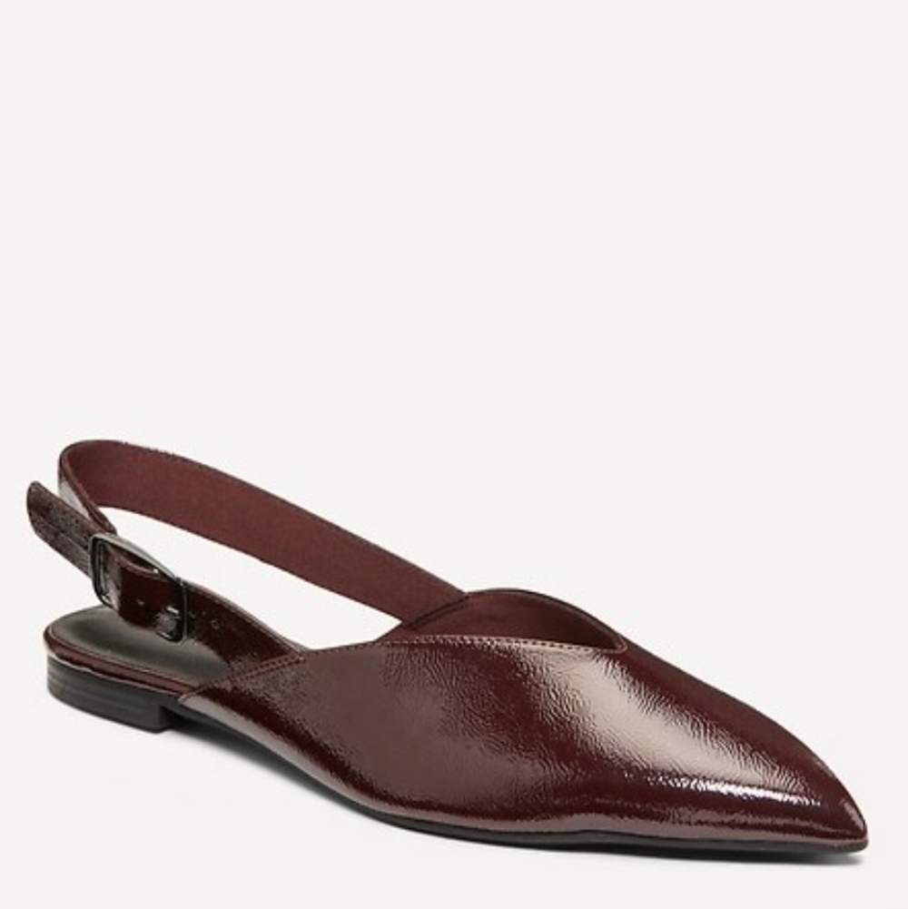 Old Navy Wide Strap Slingback Flats-Maroon Red